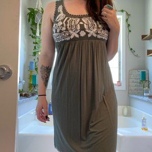 Green Embrodiered Floral Dress